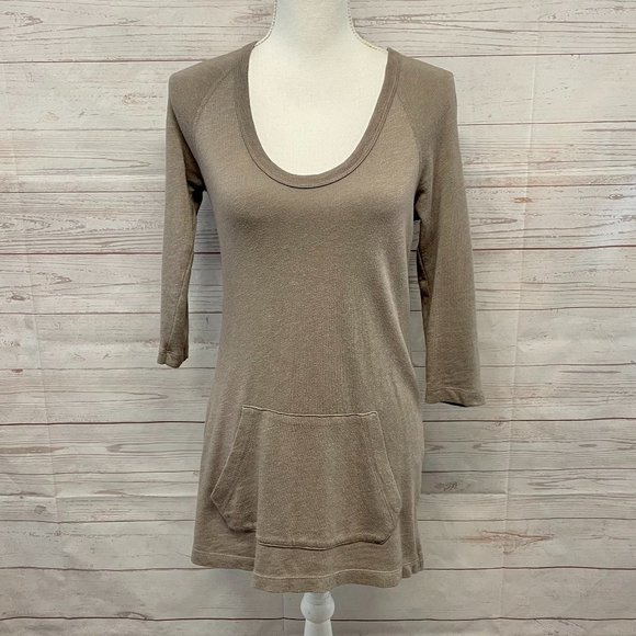 James Perse scoop neck kangaroo pocket tunic top - Picture 1 of 6